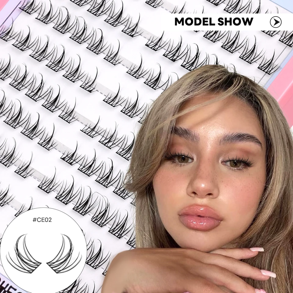 GROINNEYA Pestañas Naturales Clusters Curvatura C Estilo Manga Suaves Cruzadas Delicadas Pestañas Individuales Anime Extensiones de Pestañas Maquillaje de Ojos 4