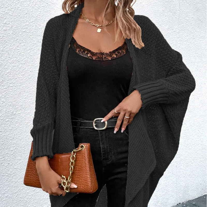 Autumn and Winter New Knitted Sweater Irregular Bat Sleeve Shawl Sweater for Women