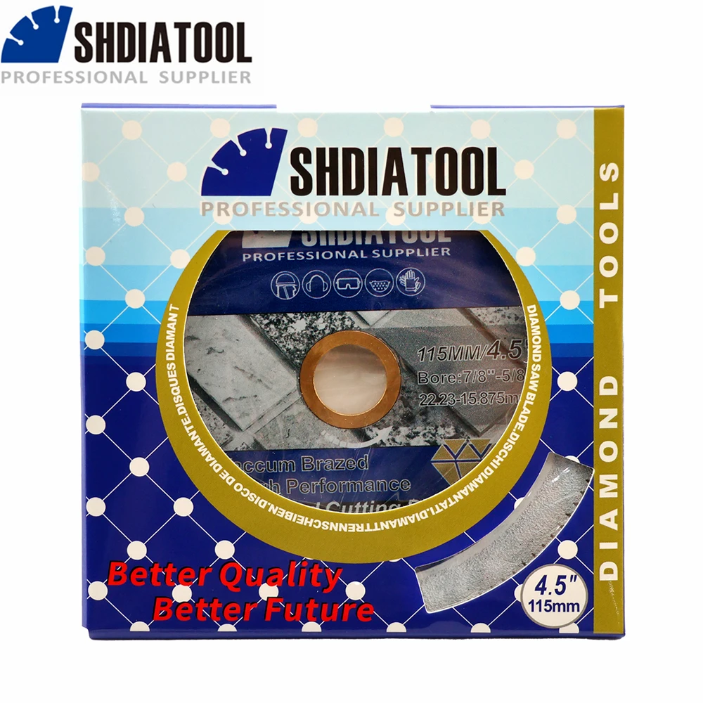 SHDIATOOL 4.5inch Diamond Cutting Blade Dia115mm Marble Granite Quartz Dry Cut Disc Angle Grinder Masonry Saw Cutter Plate