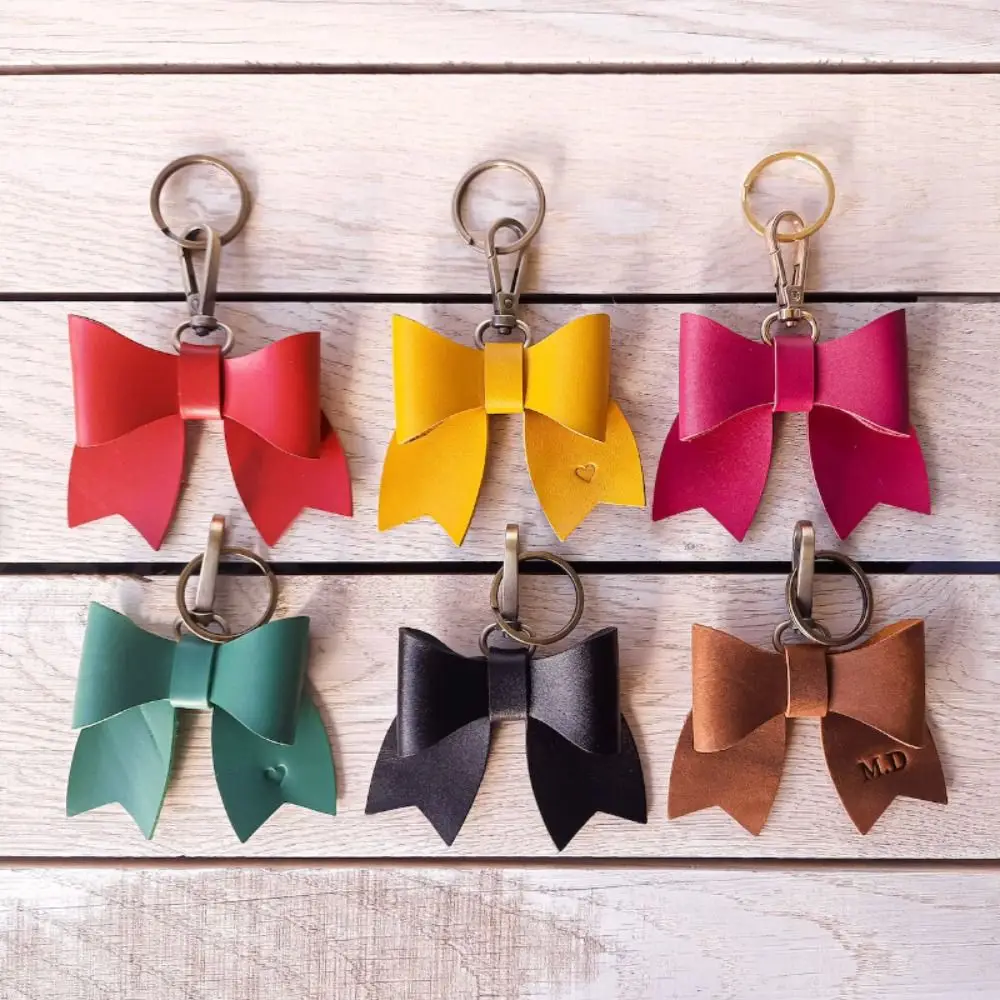 

Sweet Korean Style Bowknot Leather Keyring Trendy Anti-lost Pu Key Chain Luxury Bag Charm Bag Pendant Backpack Decor