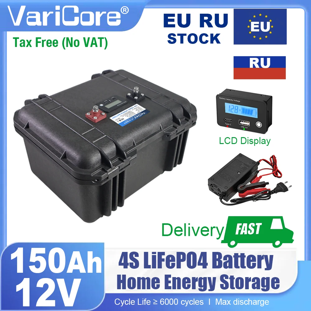 Batterie LiFePO4 12v/12.8V, 150ah, 100ah, 4s, pour valise Portable multifonctionnelle, pour voiturette de Golf, onduleur, briquet de voiture, sans taxe