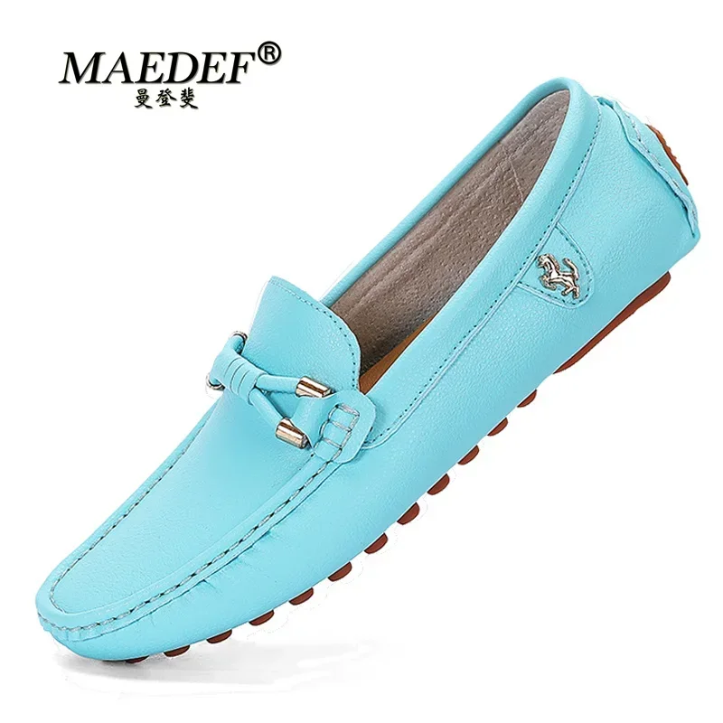 MAEDEF Leather Men's Casual Shoes 2024 Fashion Men Loafers Moccasins Soft Breathable Slip on Black Driving Shoes Plus Size 37-48