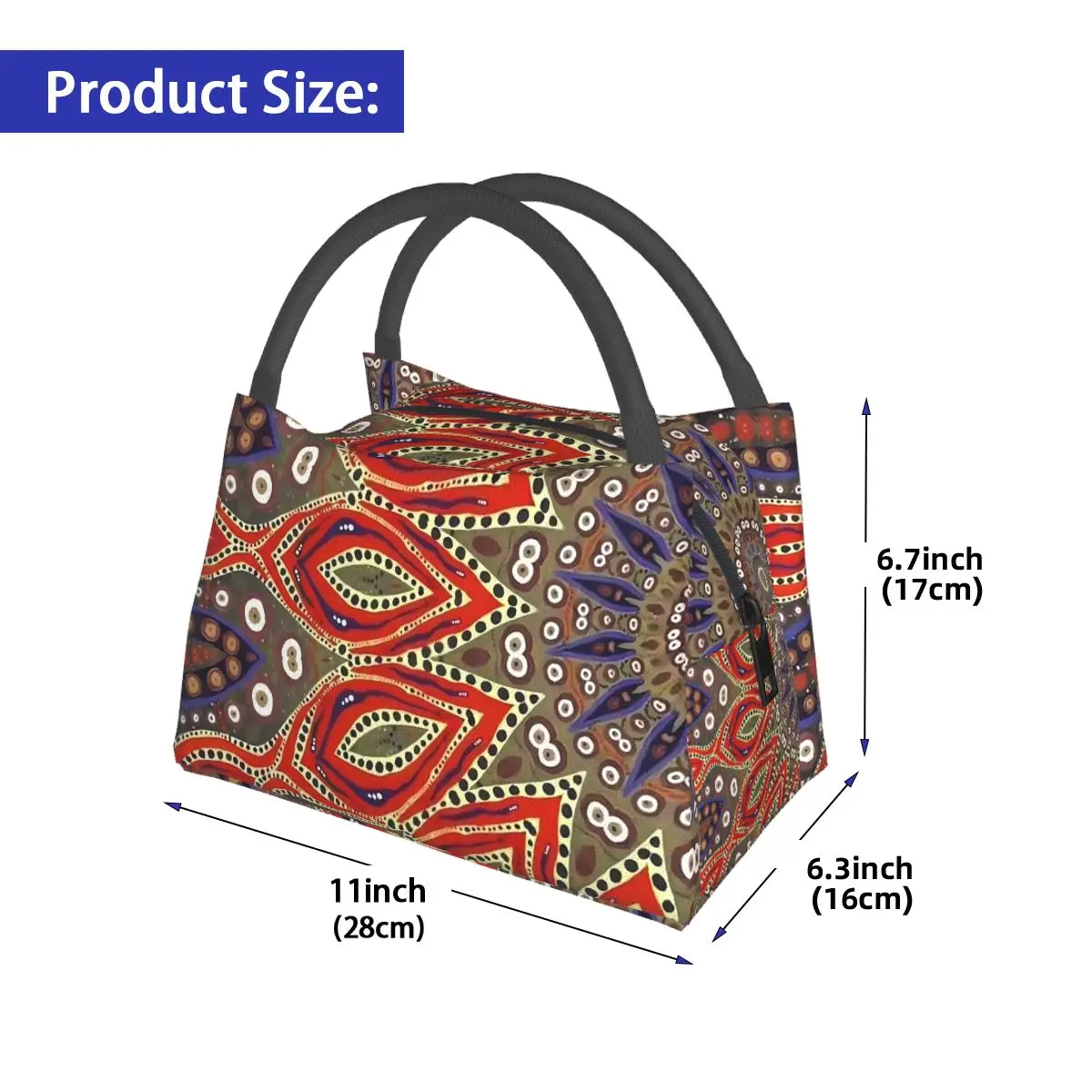 Red Evil Eye Lunch Bag Abstract Print Convenient Lunch Box Travel Print Cooler Bag Fun Waterproof Thermal Tote Handbags