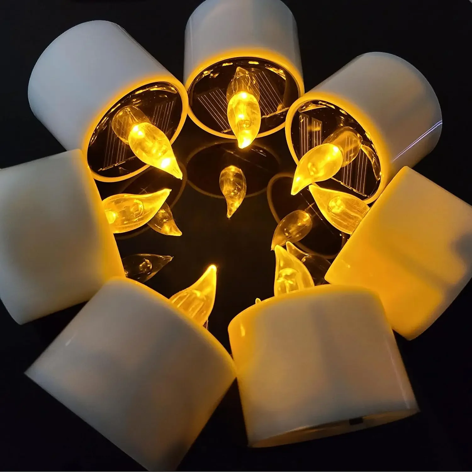 الشموع الشمسية الخفيفة LED في الهواء الطلق مقاوم للماء عديمة اللهب الشاي الشمسية أضواء الشموع القابلة لإعادة الشحن للحزب حديقة المنزل ديكو