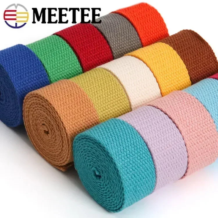 8Meters 20-50mm 2mm Thick Cotton Webbing Tapes Canvas Webbings Ribbon for Sewing Clothing Belt DIY Bags Strap Band Accessories