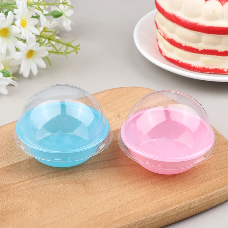 10Pcs Round Plastic Cake Box Packaging Egg-Yolk Puff Mooncake Container Transparent Packing Box With Lid Party Decoration