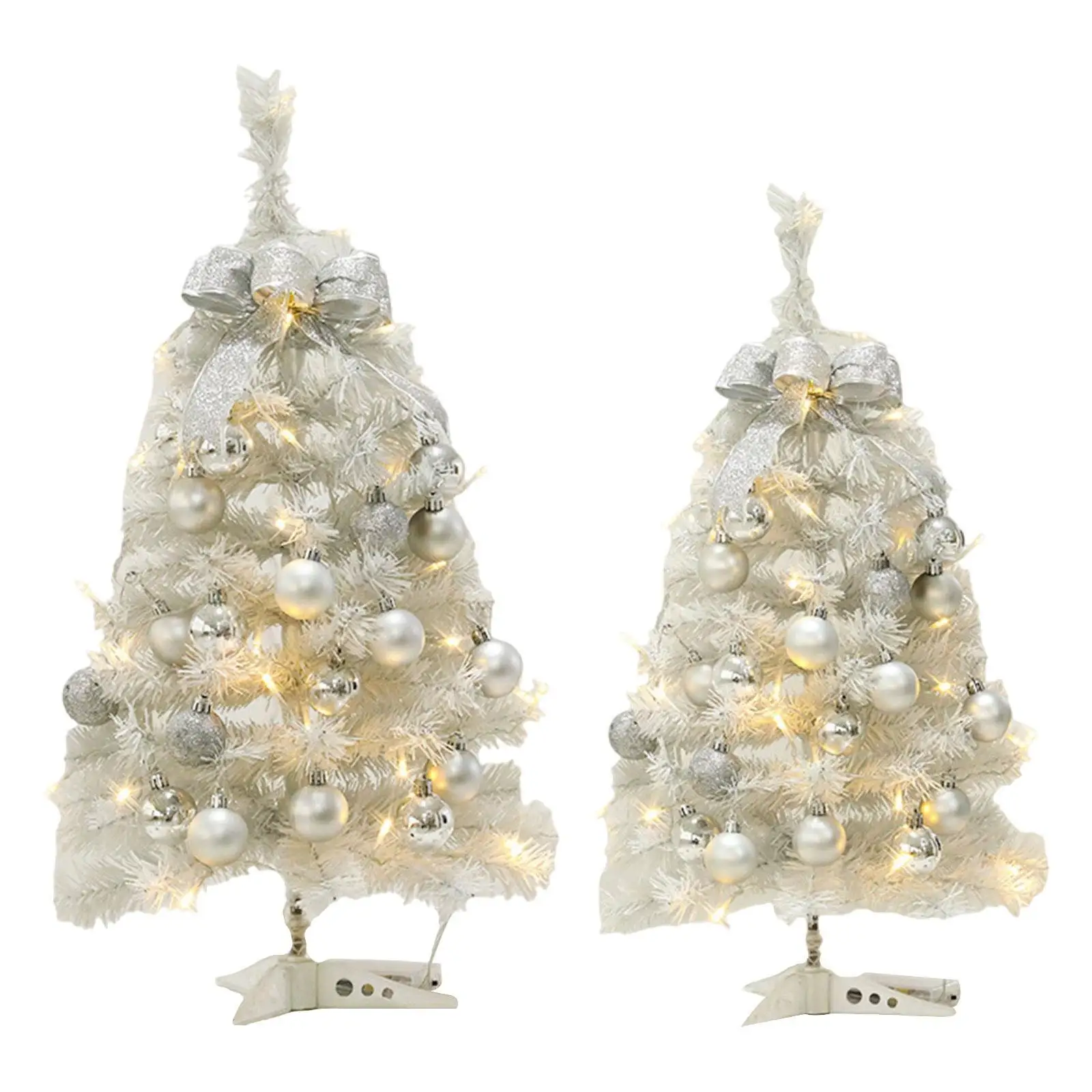 2024 nuevo árbol de navidad blanco: decoración de escritorio compacta con luces LED y