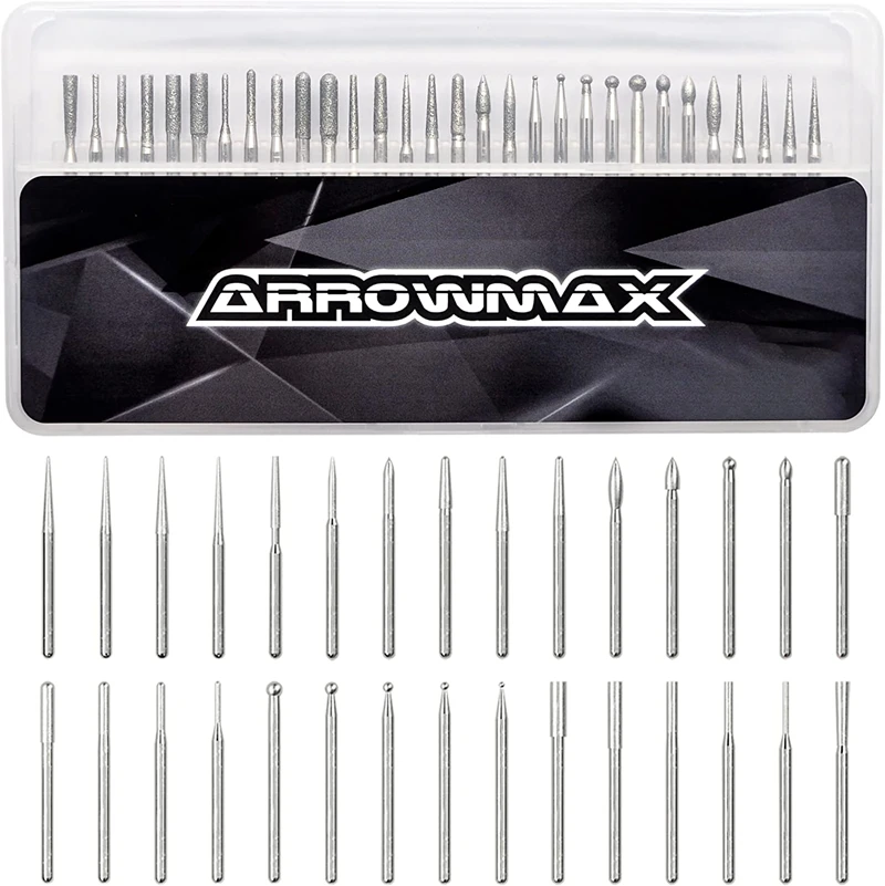 Engraving Bits 30Pcs for ARROWMAX SGS Series (2.35mm) Shank Rotary Tools Accessories for DIY Woodworking Carving