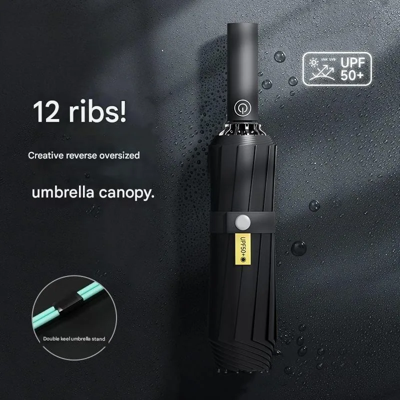 Fully Automatic Reverse Umbrella Windproof Rainproof Sunny and Rainy Days with UV Protection Car-mounted Folding Umbrella