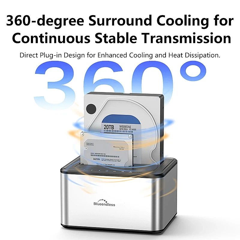 

Offline Clone Dual Bay HDD SSD Enclosure SATA USB 3.0 Docking Station Duplicator For 2.5 3.5 Inch Disk