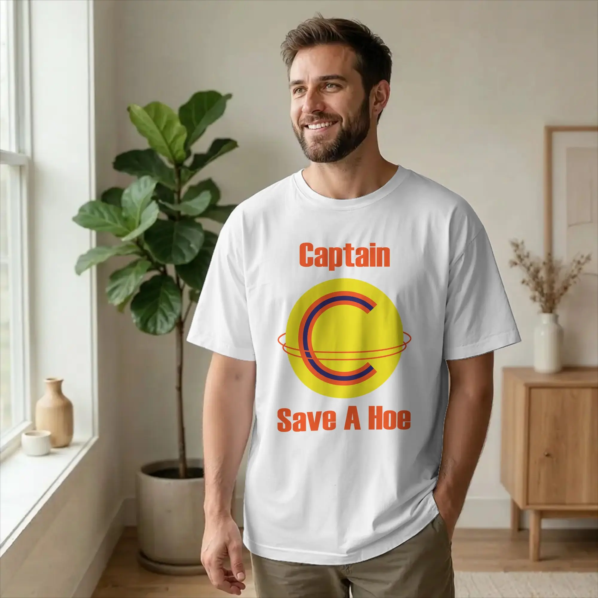 Men Captain Save a Hoe Costume T Shirts Funny Halloween Cotton Clothing Creative Short Sleeve Crewneck Tees Graphic T-Shirt
