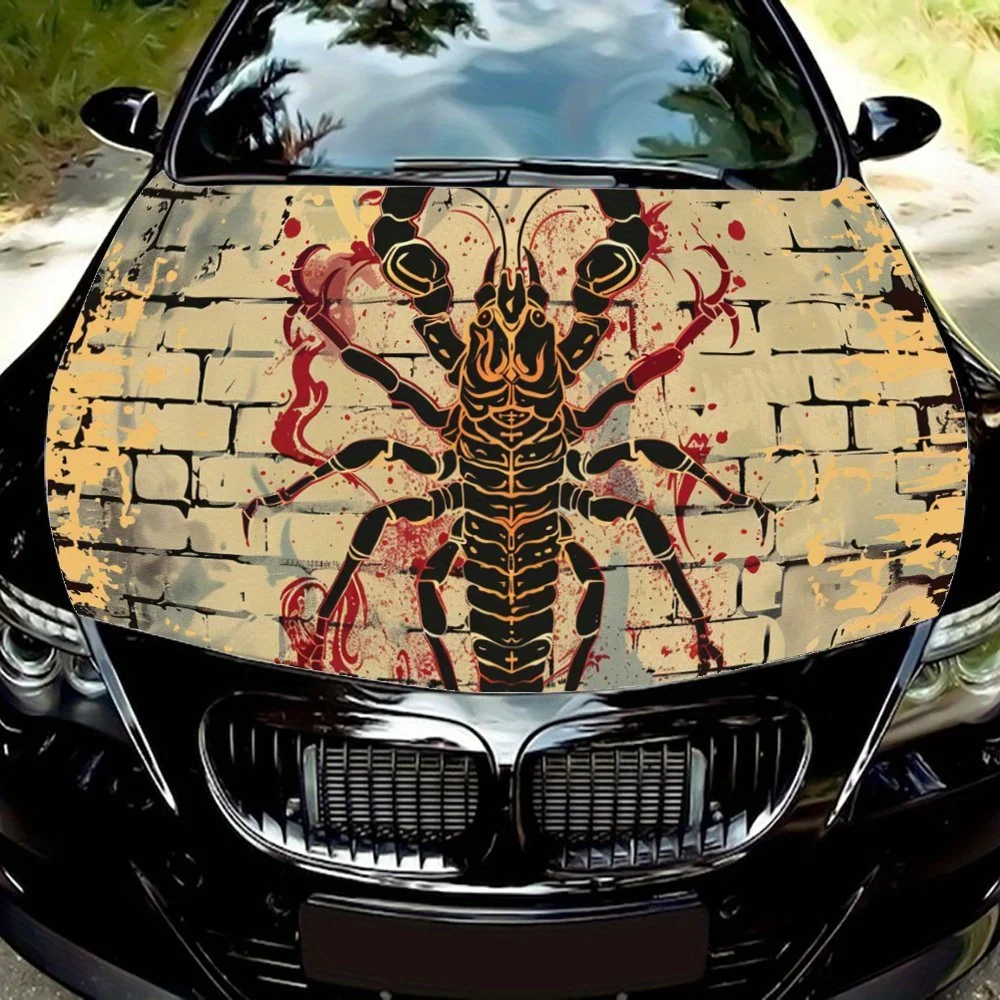 

Brick Wall Scorpions Flame Print Car Hood Wrap Color Vinyl Sticker Truck Graphic Bonnet Auto Accessories Decoration Decal Gift