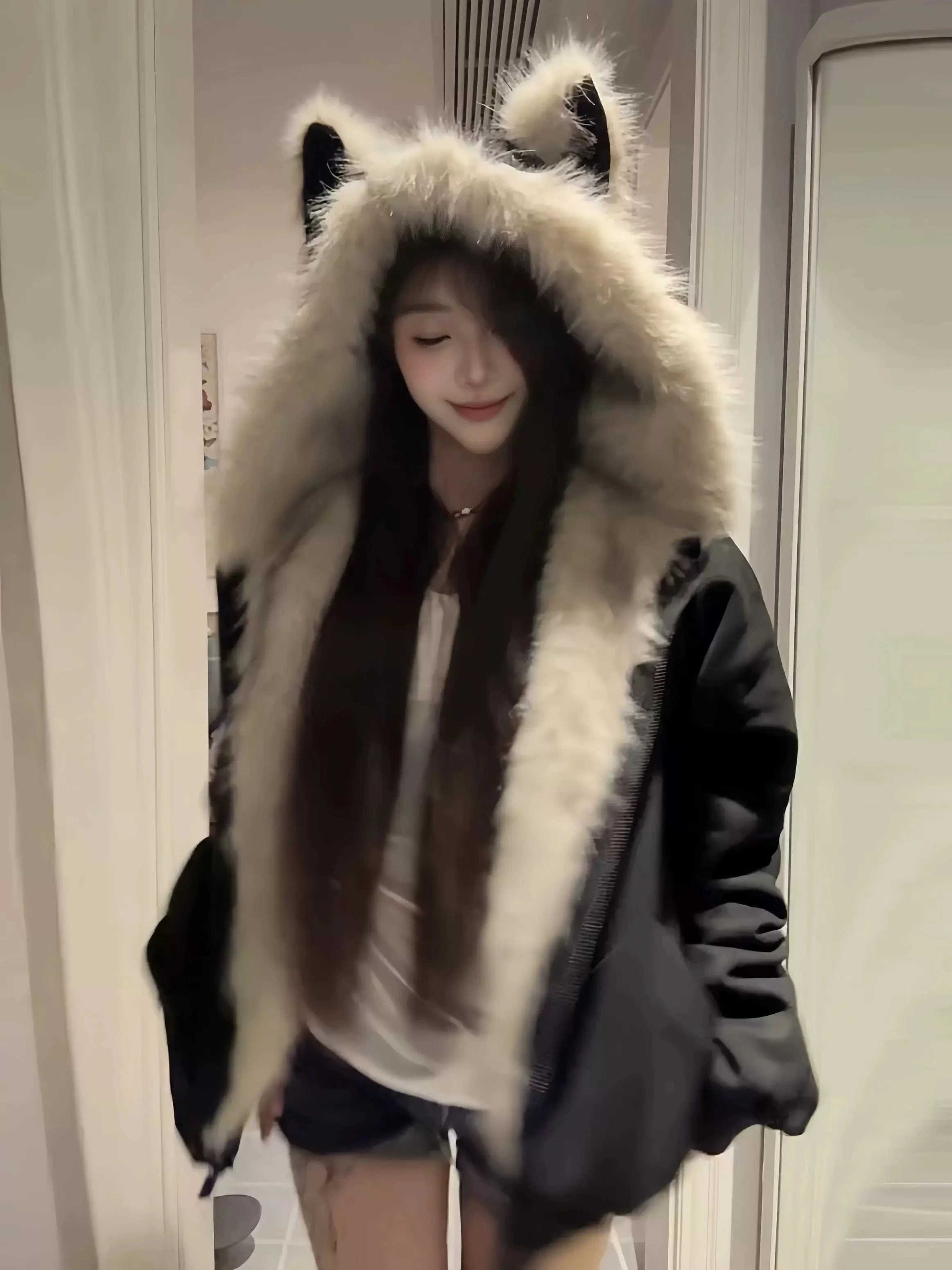 겨울 신상 우아한 안감 털 루즈핏 코트 여성 Y2K 털 칼라 후드 두꺼운 패션 파카 캐주얼 아우터웨어 코튼 패딩 재킷