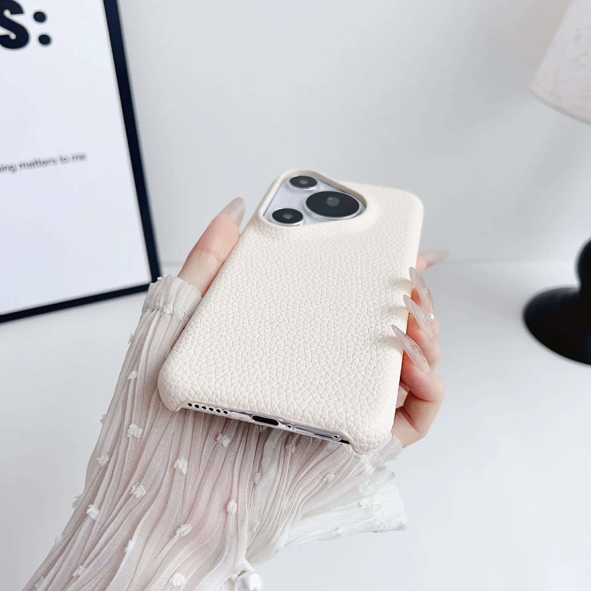 Shockproof Litchi Leather Matte Case for Huawei Pura 70 Pro Pura 70 Ultra, Anti-Scratch Slim Hard Back Phone Cover Funda Conque