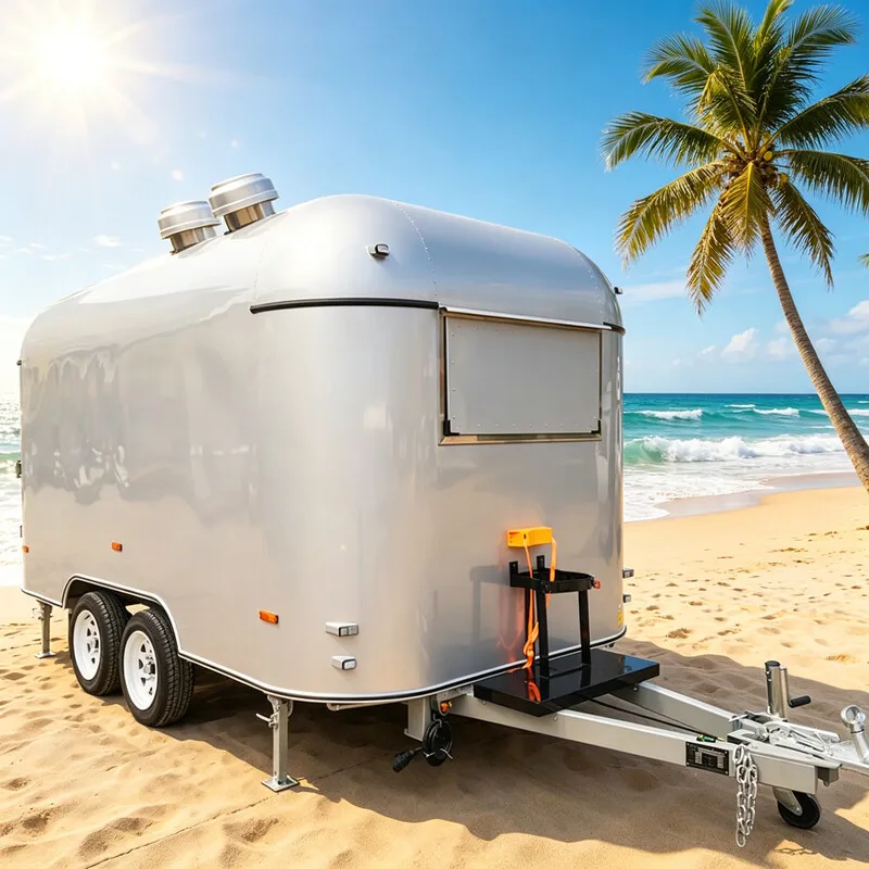 Customized Compact Mobile Kitchen Trailer with Stainless Steel Counter and Storage, Affordable Price for Startup