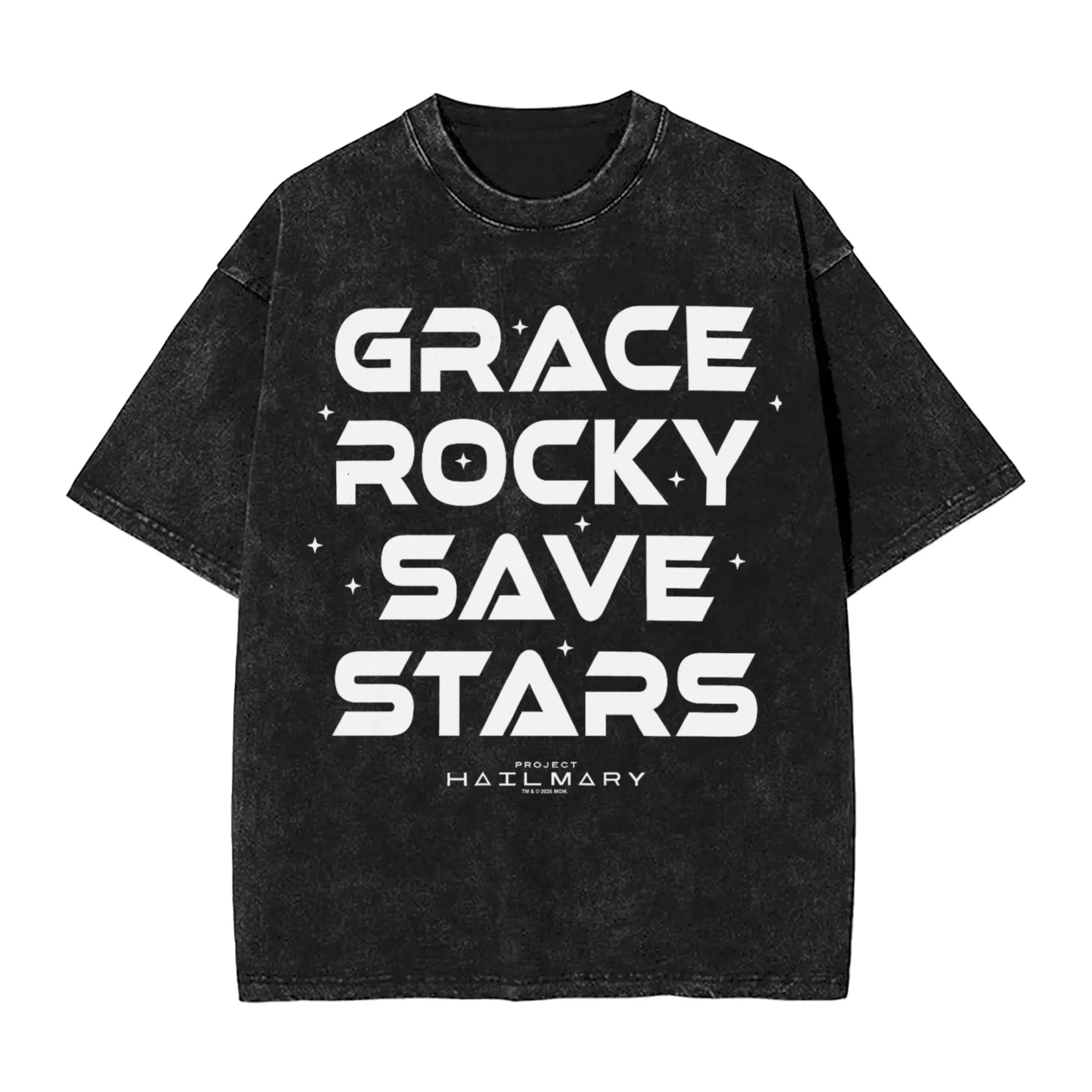Crazy Project Hail Mary Grace Rocky Save Stars Poster T-Shirts for Men Crew Neck 100% Cotton Washed T Shirts  Short Sleeve Tees