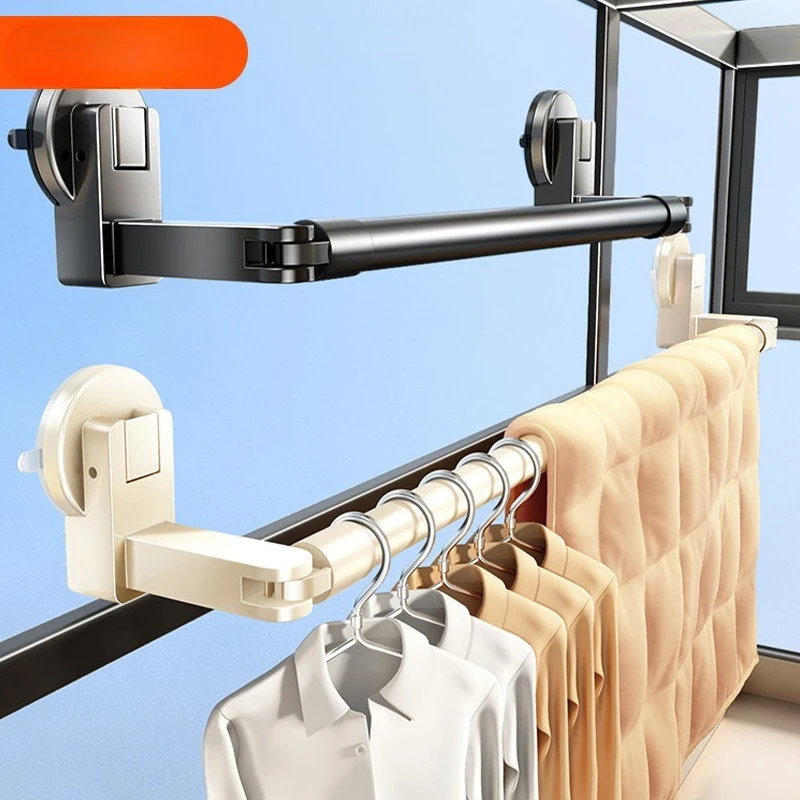Suitable forSpace-Saving Balcony Clothesline Pole, Strong Suction Cup Drill-Free Drying Tool