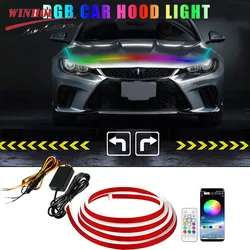 Dynamic Scan RGB Car Hood Light Strip Led Daytime Running Lights DRL Universal Flexible Car LED Strip with App & Remote Control