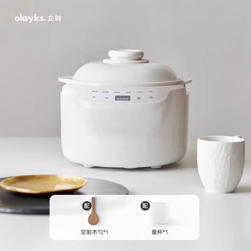 Full ceramic soil pot uncoated rice cooker household 2-5 people smart firewood rice cooker 3L