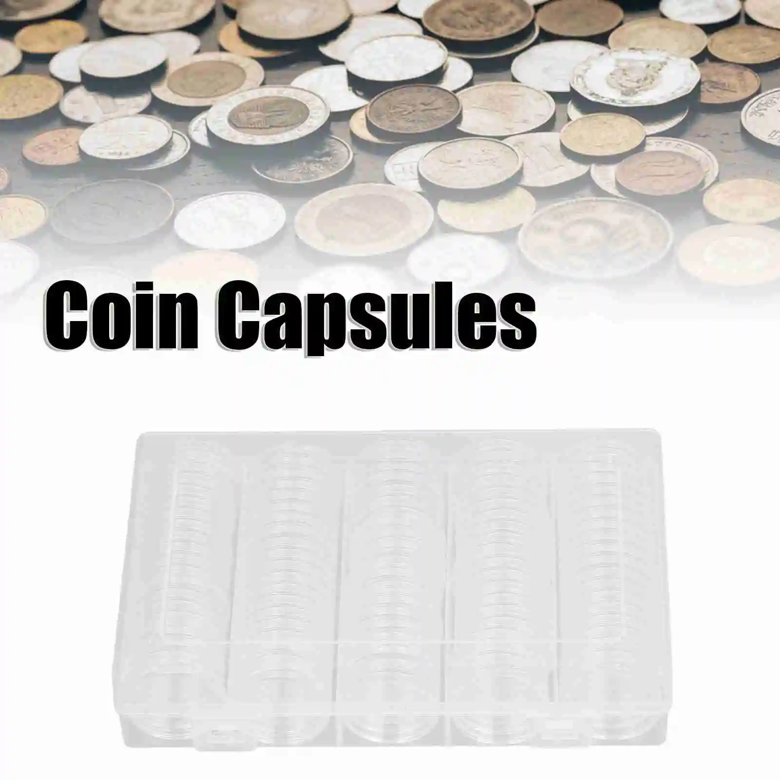 

100 шт., капсулы для монет от 17 до 30 мм, 5 размеров, защитный прозрачный чехол для монет с пенопластовыми уплотнениями
