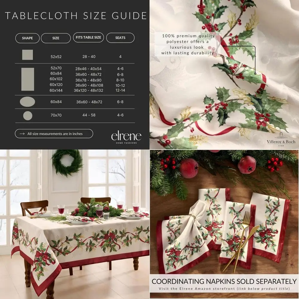 

Villeroy & Boch Winter Bows & Garland 60x84 Rectangular Holiday Tablecloth