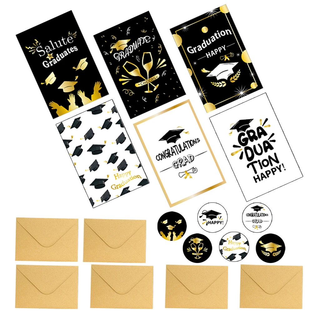 

1 set Graduation Card Set Greeting Cards for Party Supply School Presents Handwritten Messages Celebrating Cards