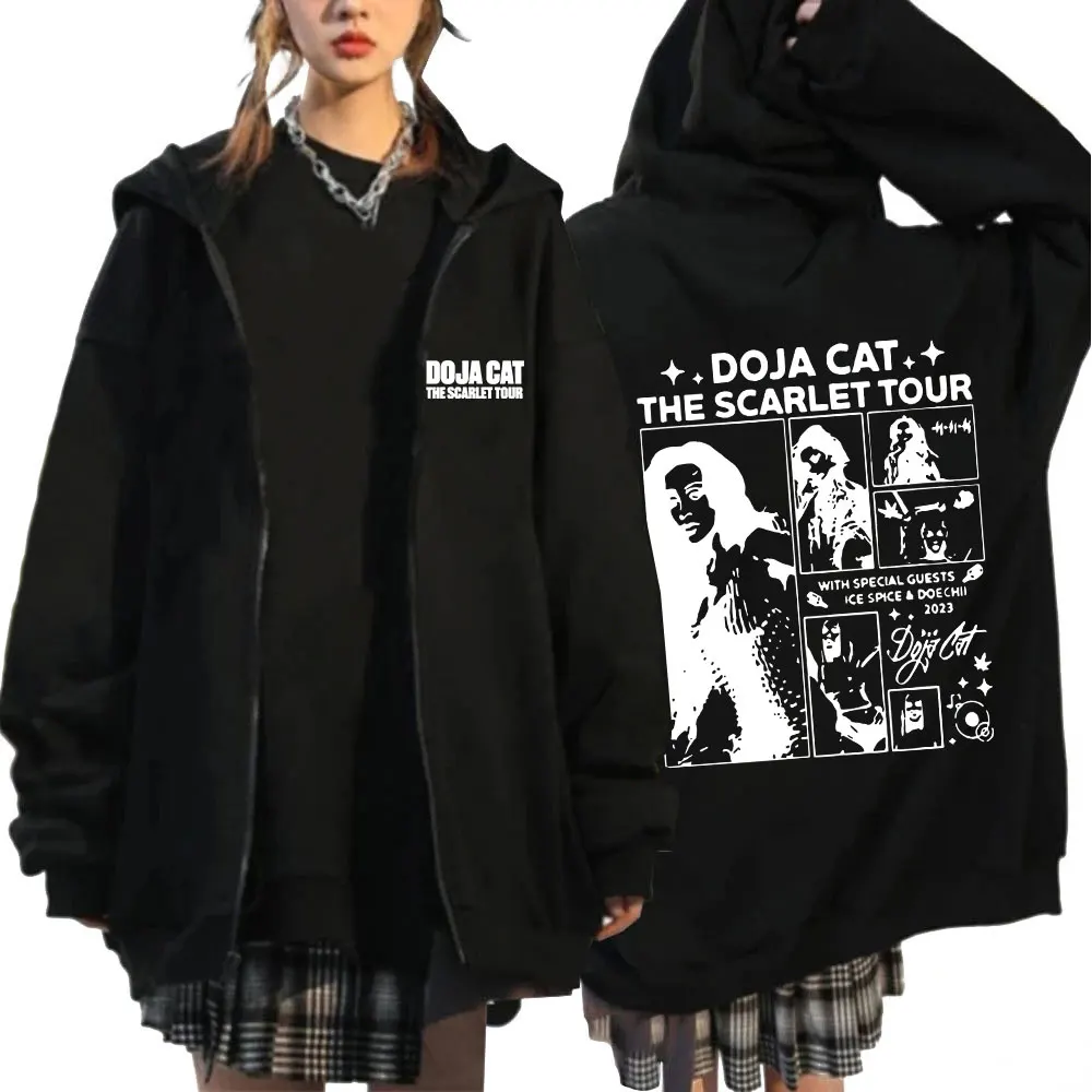 

Doja Cat The Scarlet Tour Zipper Hoodies Men Women Fashion Harajuku Zip Up Hooded Sweatshirts Casual Oversized Hoodie Fans Gift