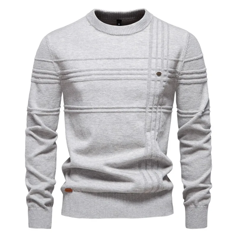 New Autumn Winter Men O-neck Pullovers Knit Sweaters High Quality Male Striped Slim Fit Casual Pullovers Outwear Casual Sweaters