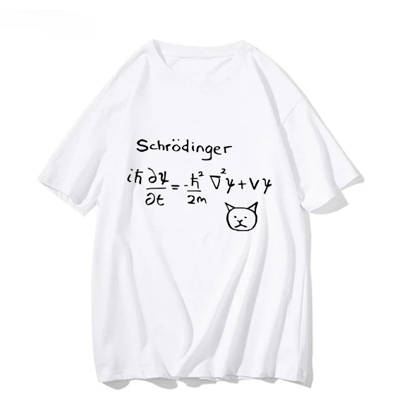 

Funny Schr ö dinger's Cat Quantum Mechanics T-shirt Fashion Comics Men's Formula Handsome Men's Top