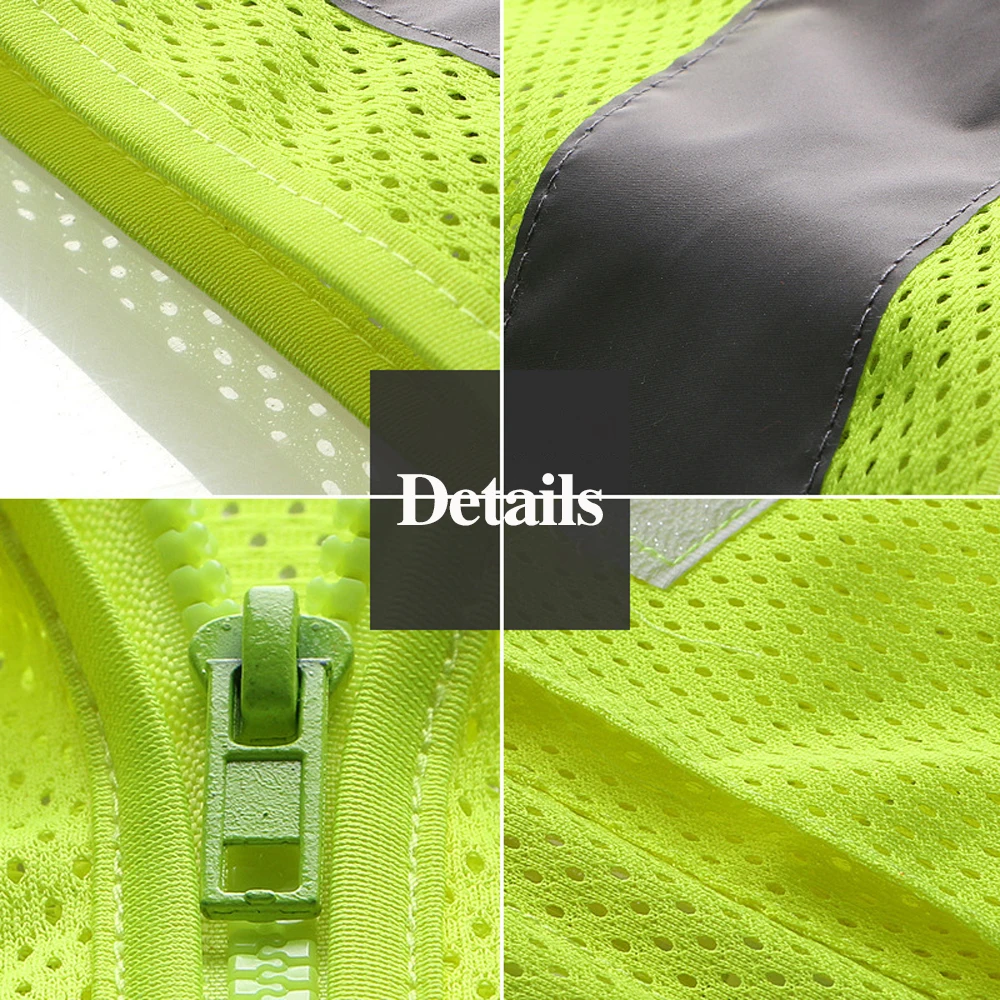 Breathable Mesh Safety Fluorescent Vest Construction Site Industrial Safety Vest High Visibility Reflective Work Clothes for Men