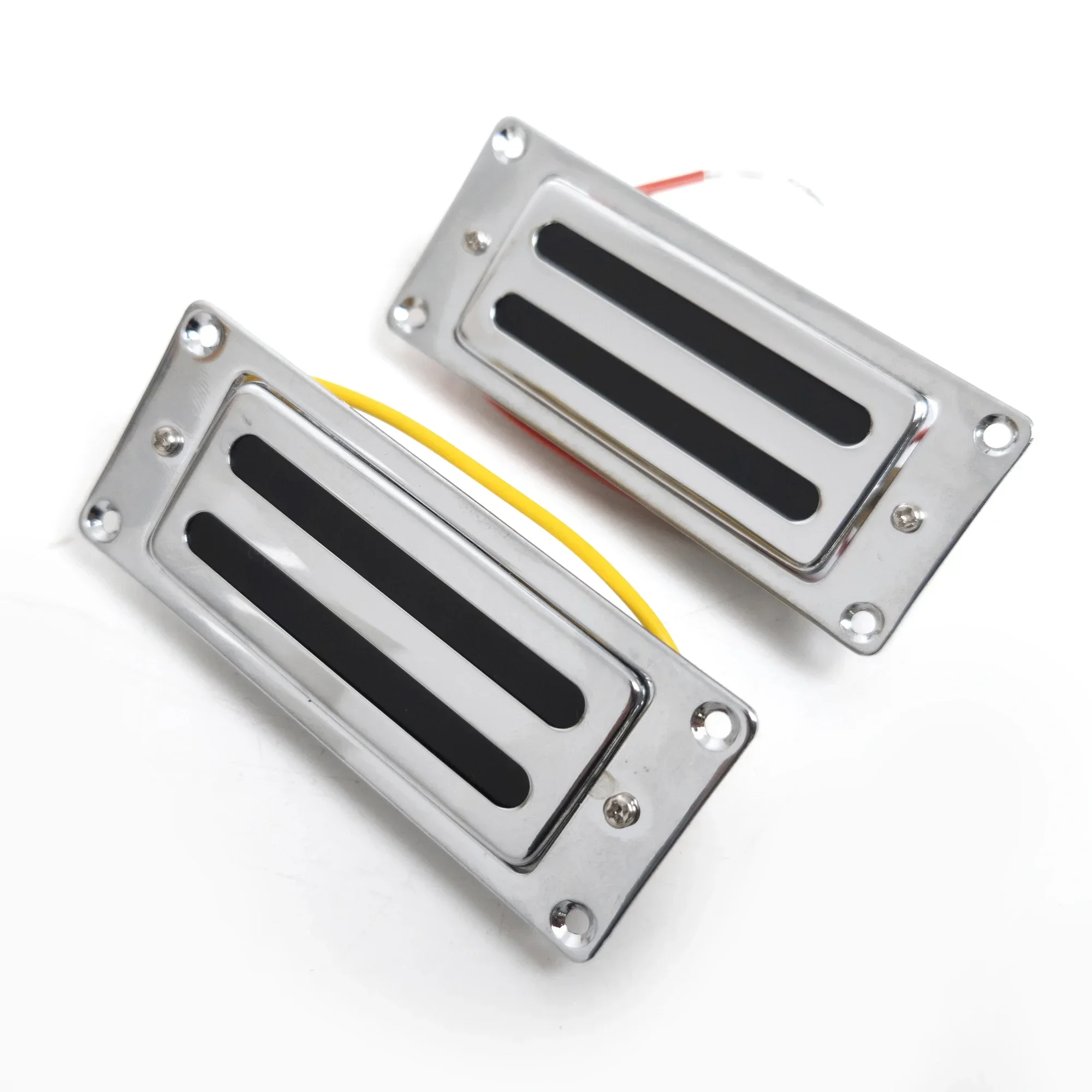 Discount Hot Sale-Mini Humbucker Pickup 68x29mm with Brass Cover 2-Conductor Cable Coil Splitting 9K Ohm with Frame