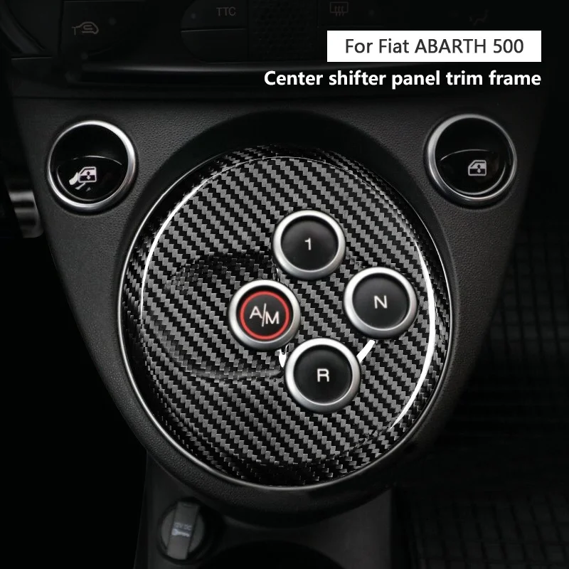

For Fiat 500 ABARTH 595 695 Electronic Shift Button Panel Genuine Carbon Fiber 3D Decoration Sticker