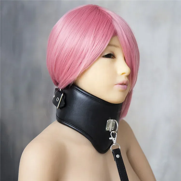 PU Leather Neck Collar Choker Posture Corset BDSM Silicone Open Mouth Gag O Ring  Restraint Slave Roleplay Sex Toys Game