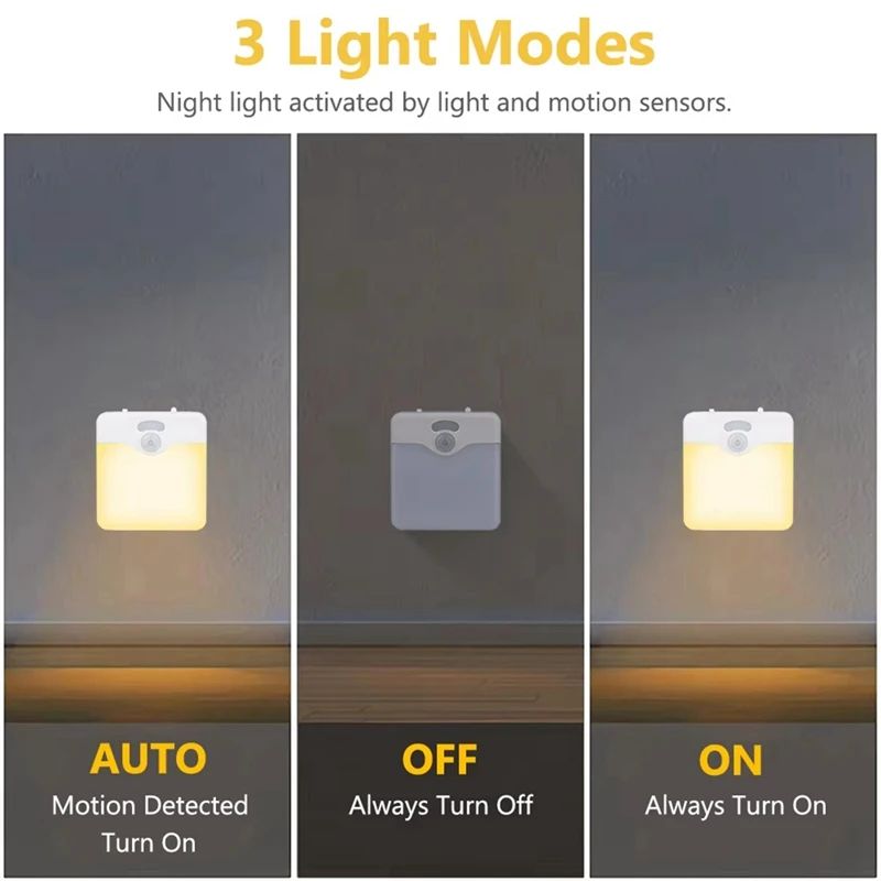 ABPQ-Sensor de movimiento LED luz nocturna lámpara regulable para habitación de niños de bajo consumo Sensor de atardecer al amanecer lámpara de escalera enchufe de la UE