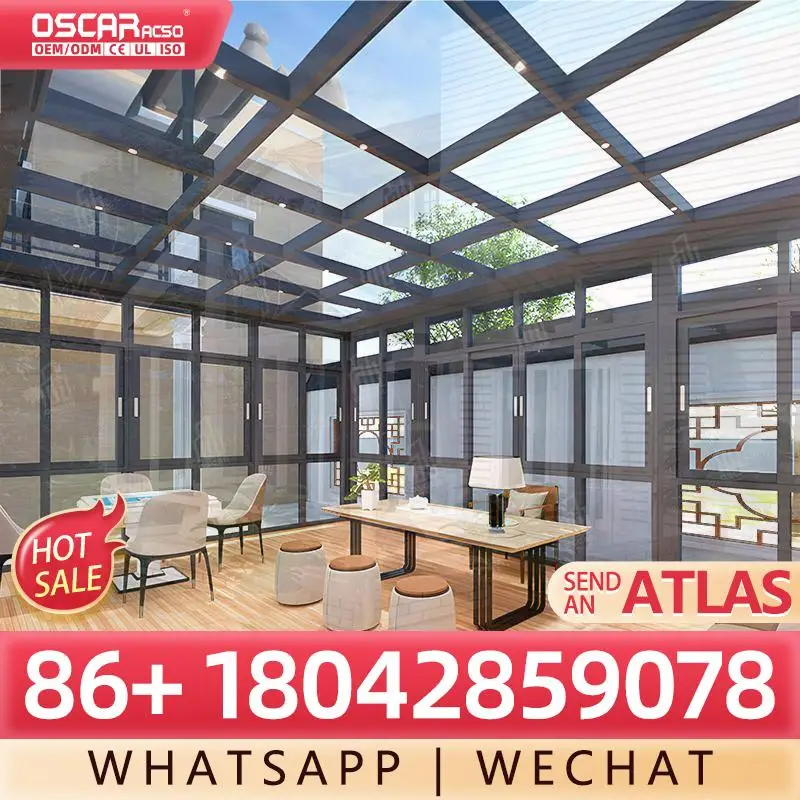 Contemporary Insulated Triangle Roof Small Outdoor Glass House Free Standing for Residential Villa Hotel in US UK sunroom