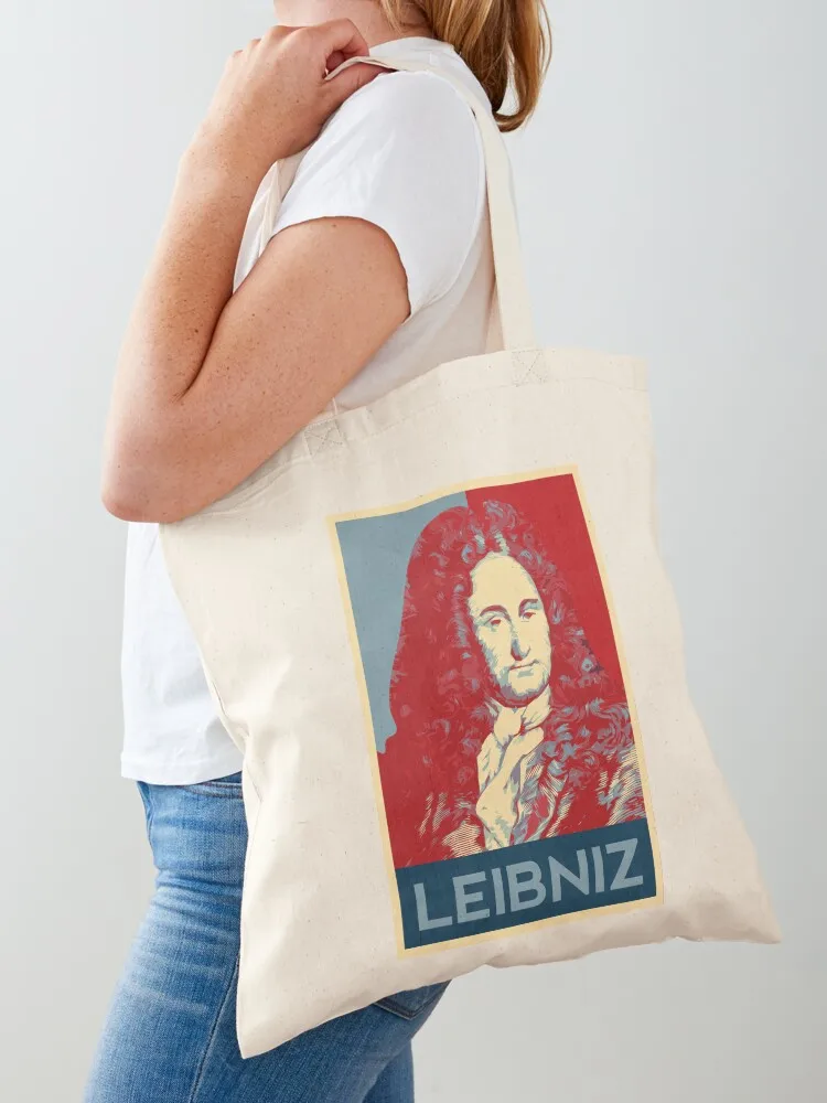 Bolsa tote com pôster de Gottfried Leibniz, sacola de presente, bolsa reutilizável dobrável de lona, sacola personalizável