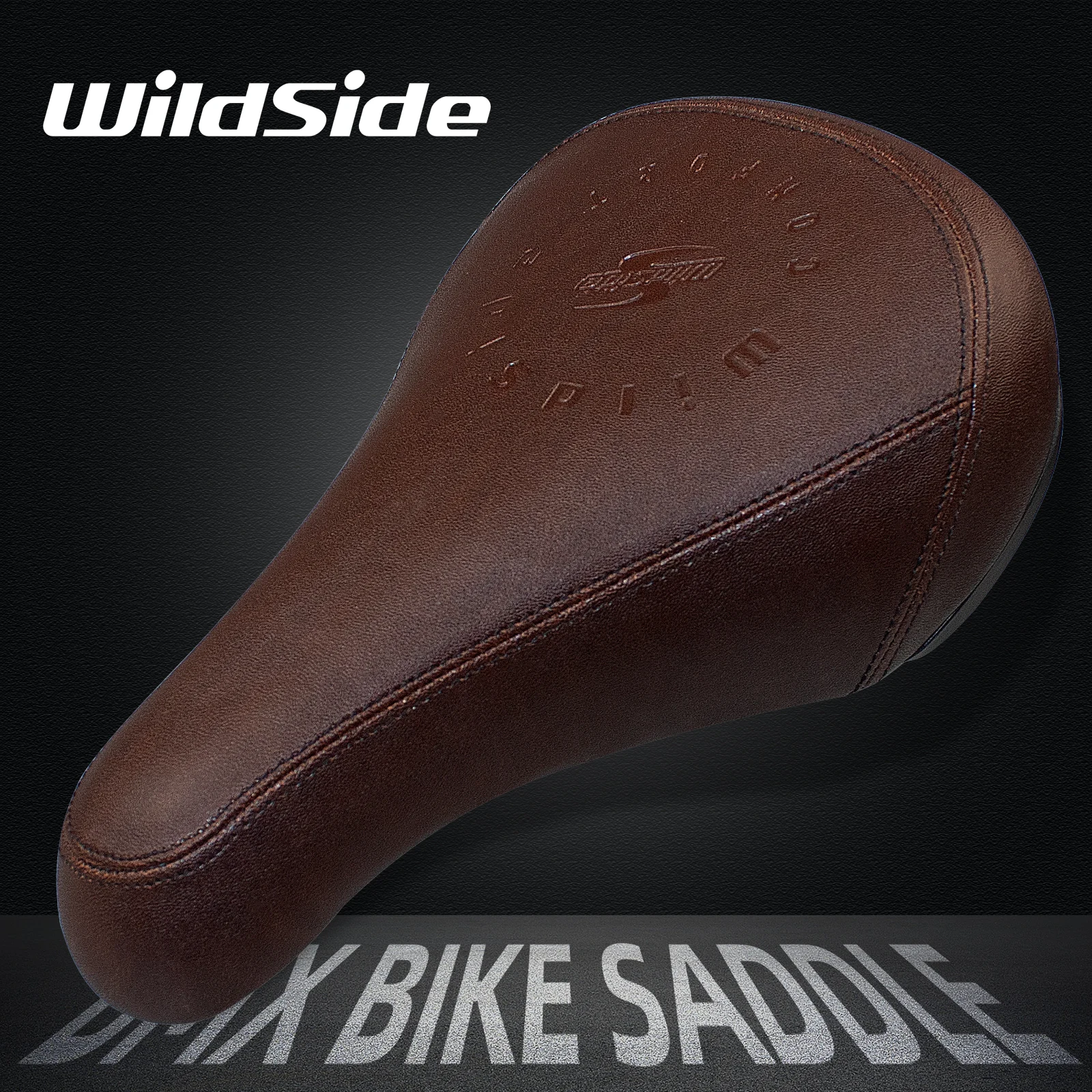 Wildside MTB Road Bike Saddle, Bicycle Seat Cushion with 25.4mm Seat Tube, BMX Downhill Wide Soft Seat, Fabric, Leather Surface