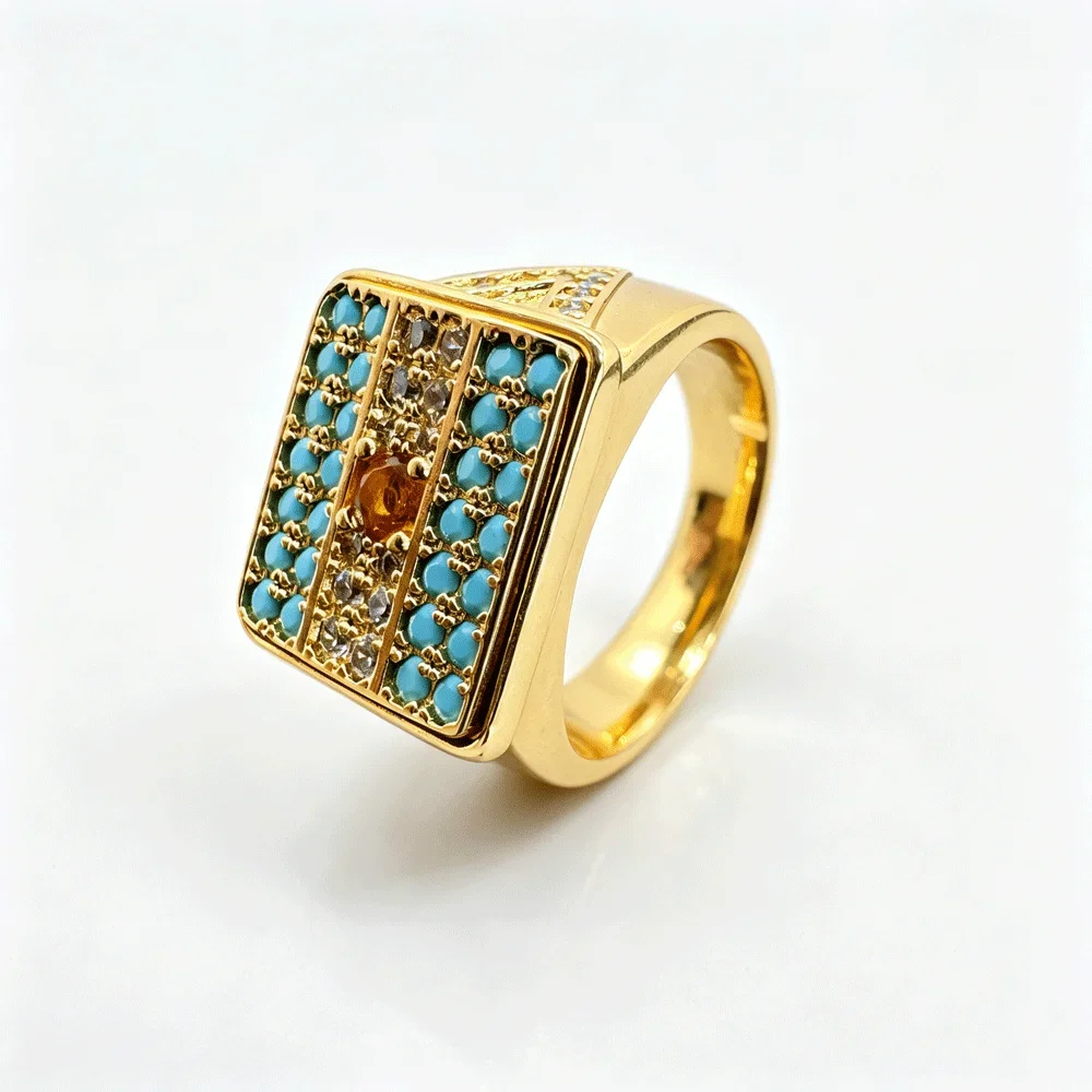 Magnetic Argentina Flag Inspired World No.1 Ring Two-Tone Crystal Band Ring for Men Sport Fans Daily Wear Jewelry Gift