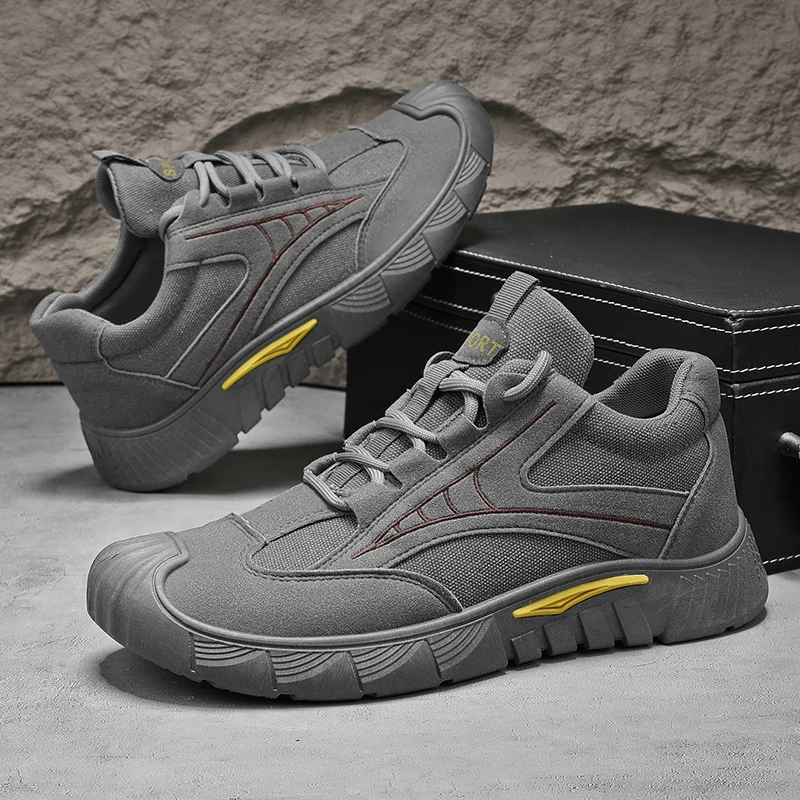Men's Lightweight Breathable Safety Shoes Low-Top Work Shoes Outdoor Fashionable Wear-Resistant Labor Protection Footwear
