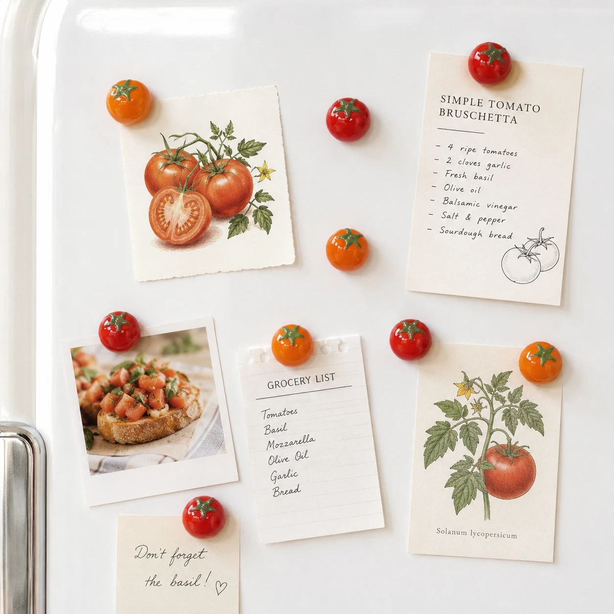 Simulation Tomato Fridge Magnets,Mini Fruit Refrigerator Magnets Glossy Red Orange Tomato Kitchen Photo Holder Home Decor Gift