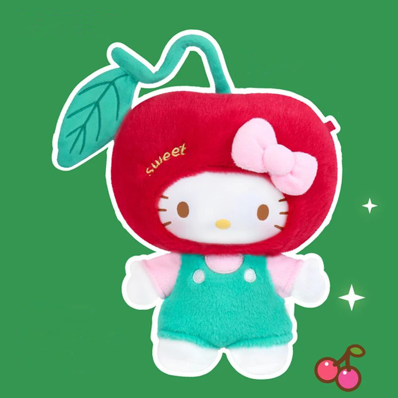 Toptoy Sanrio Hello Kitty Cherry Vinyl Velcro Overall Plush Decor Handmade Ornament Gift Birthday Housewarming Christmas Gift