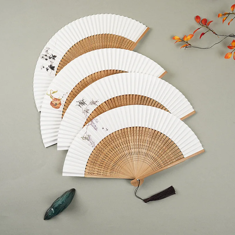 Dance Paper Fans Portable Hanfu Bambou Hand Fans Exquisite Women Paper Fan Classical Bamboo Ventilador Summer Abanicos Para Boda