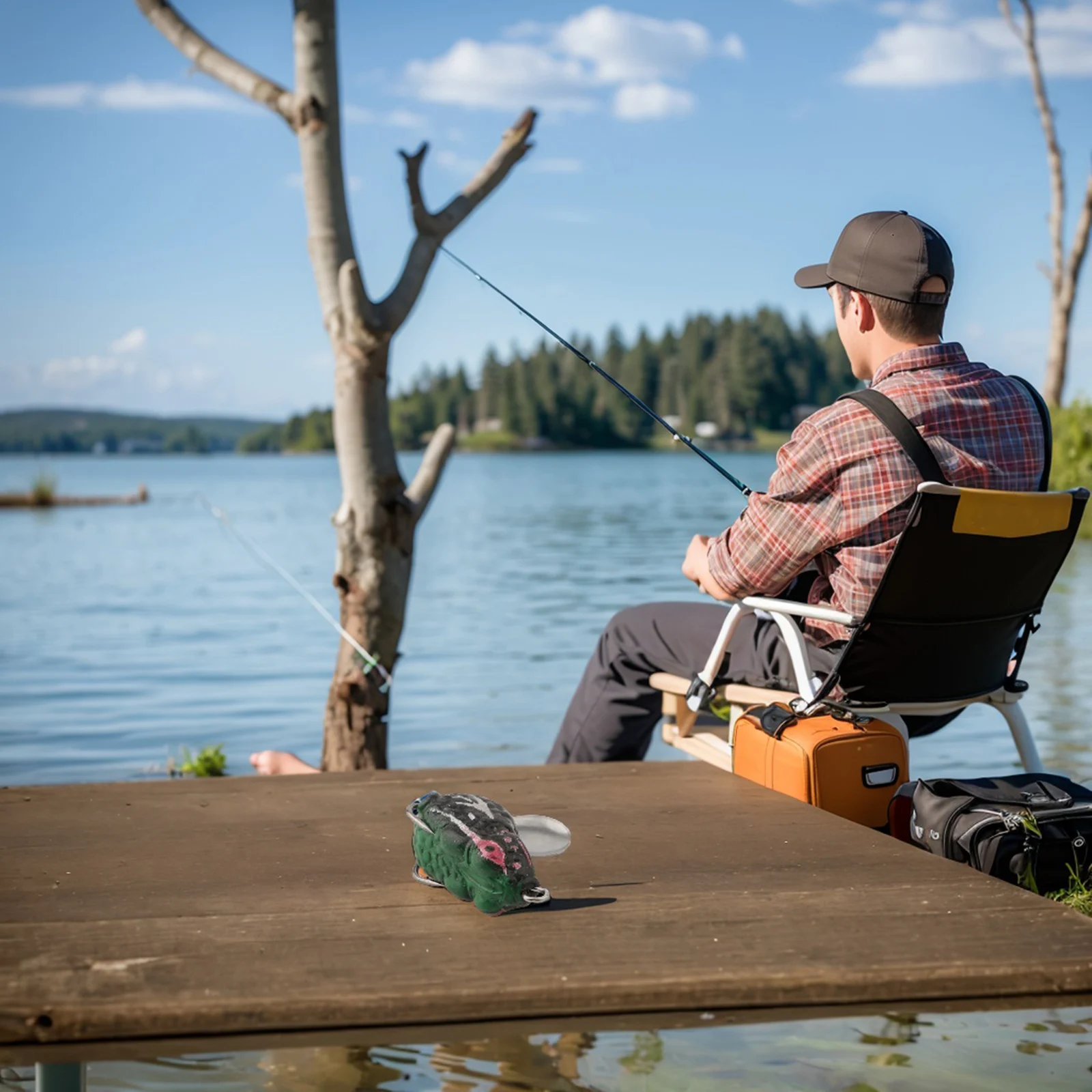 

Fishing Tool Jumping Frog Lure Fishing Lures Handy Metal+Plastic Soft Tool 3D 3cm Size Colorful Body Dual Hooks