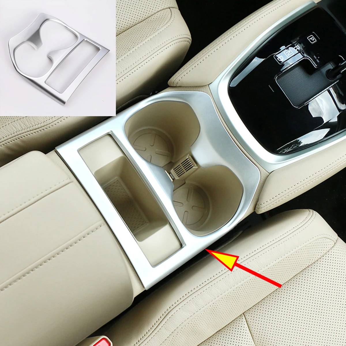 

ABS Chrome Interior Water Cup Holder Trim Cover Molding For Nissan Rogue Sport X-Trail T32 2WD 2014 2015 2016 2017 2018 2019