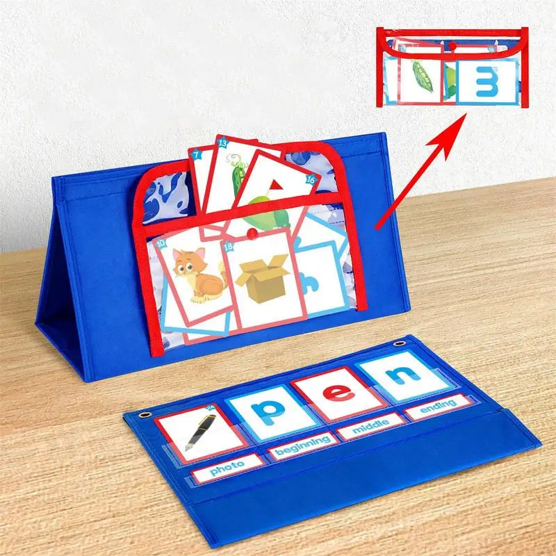 Tabletop organizer z kieszonkami pisownia puzzle dla dzieci pisownia puzzle dla dzieci Montessori edukacja przedszkolna Homeschooling