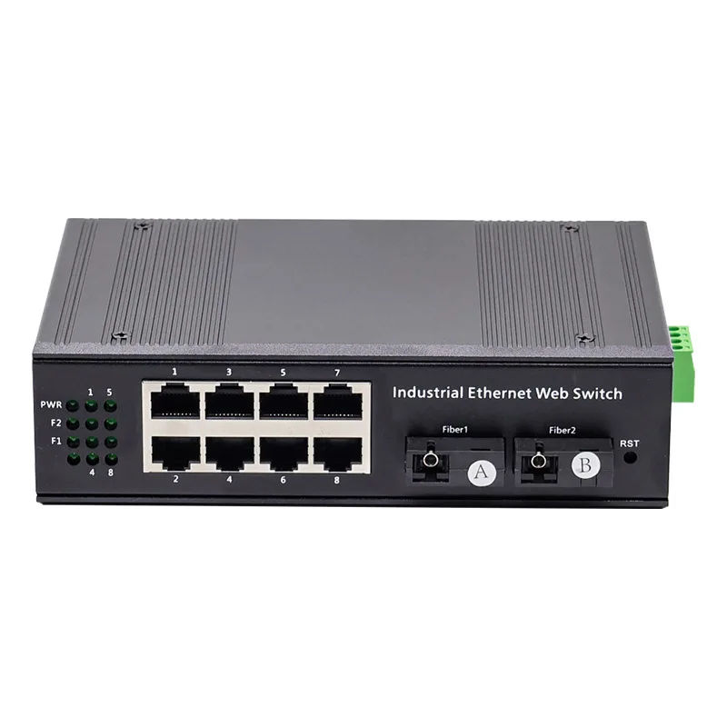 Industrial DIN Rail Full Gigabit 8 10/100/1000M RJ45 2 SC Optical Port WEB Managed Ethernet Switch