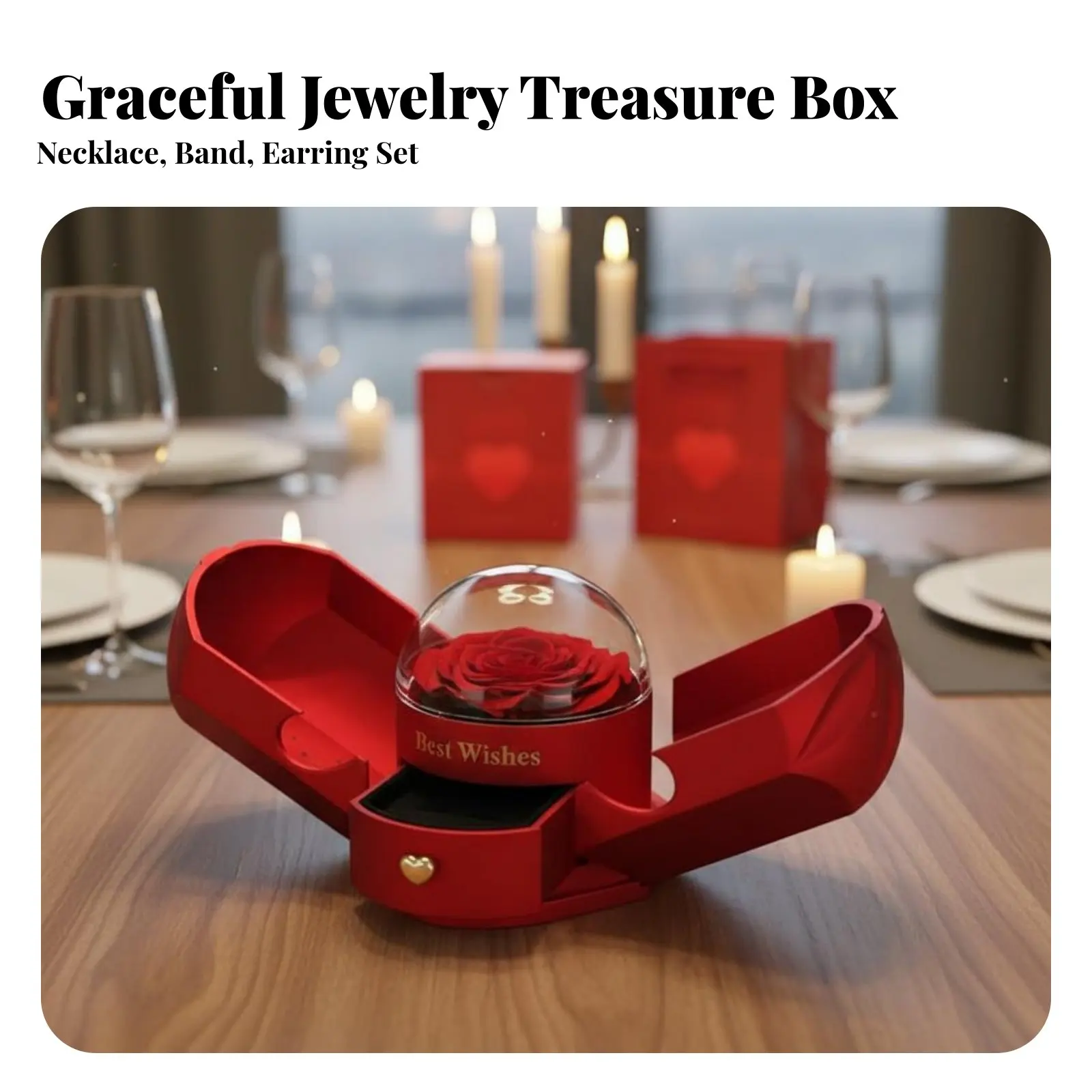 

Celestial Feather Feather Flower Jewelry Box Elegant Packaging Preserved Flower Gift Box Everlasting Flower Necklace Case