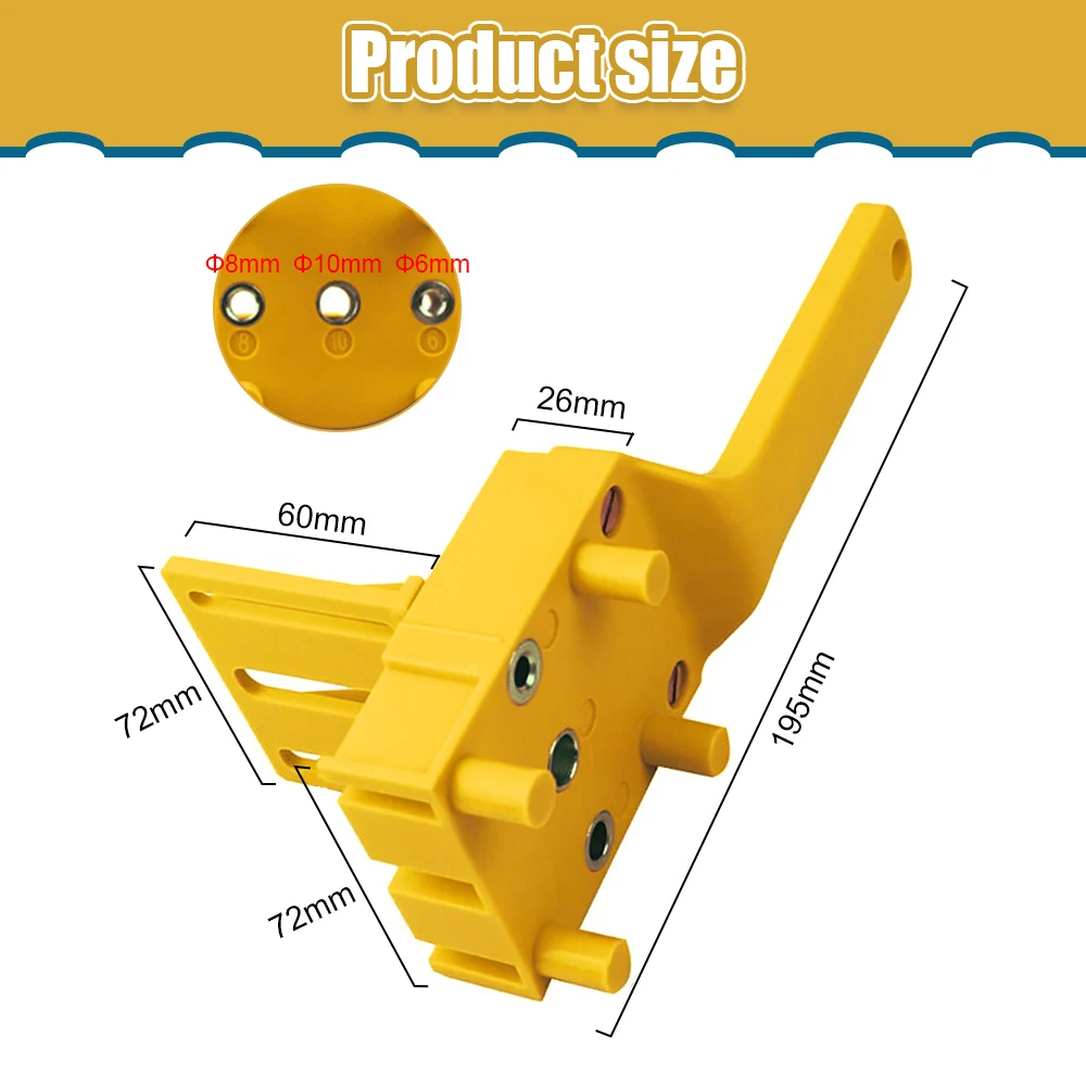 Quick Wood Doweling Jig Plastic ABS Handheld Pocket Hole Jig System 6/8/10mm Drill Bit Hole Puncher For Carpentry Dowel Joints