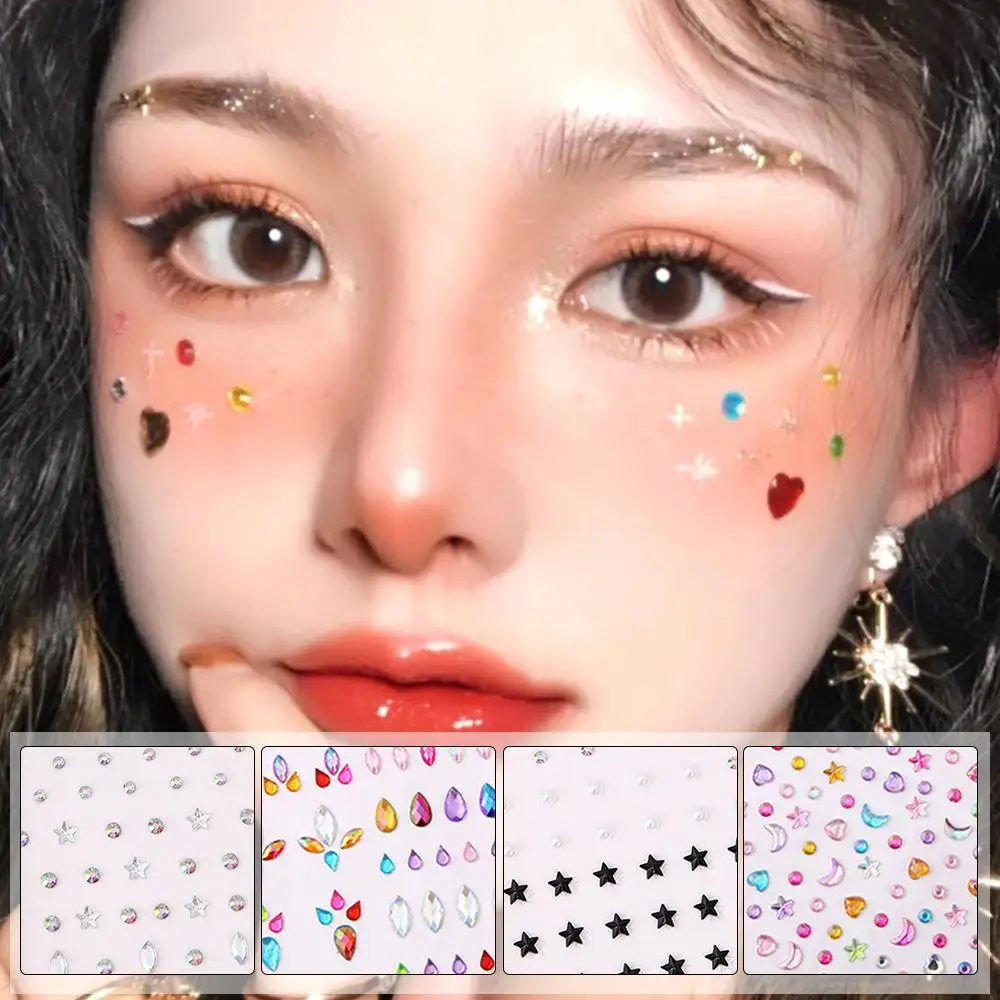 3D Love Heart Face Gems Self Adhesive Diamond Stickers Makeup Diamond Eyes Face Festival DIY Body Crystal Gems Tattoo Eyeshadow