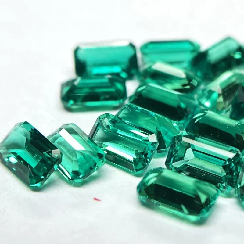 

Lab Grown Emerald Rectangle Shape Hydrothermal Columbia Emerald Gemstones For Diy Jewelry Making Selectable AGL Certificate